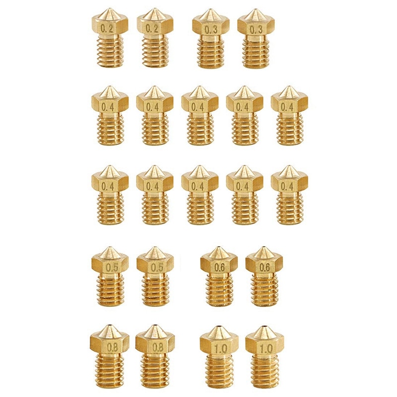 22 stuks  v6 nozzle printer extruder voor 1.75mm a8 makerbot  v6 creality cr -10 ender 3 nozzle  v6 makebot 3d printer