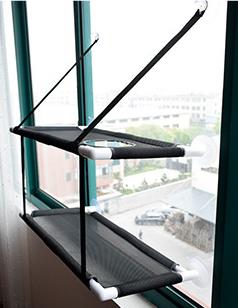 Chat hamac lit fenêtre pour animaux de compagnie perche siège monté étagère lit suspendu avec ventouses chats Kitty canapé se prélasser lit chats fenêtre balançoire: 2 Layer-Black