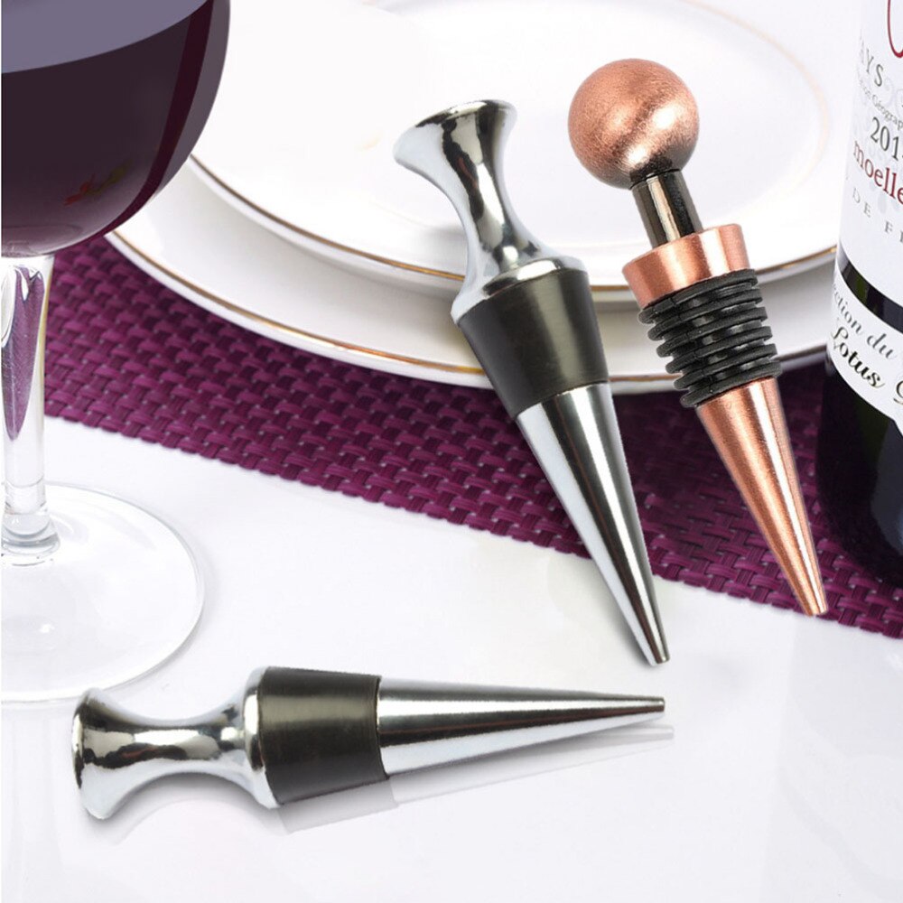 Stainless Steel Bottle Stopper Silicone Metal Champagne Stopper Reusable Preserver for Home Wedding Bronze