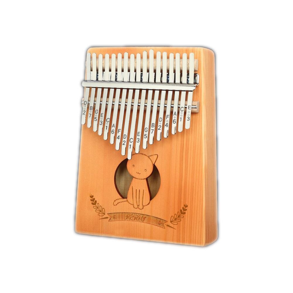 17 Toetsen Duimpiano - Mahonie Kalimba - Beginners Muziekinstrument met Doekje: Donkere kat