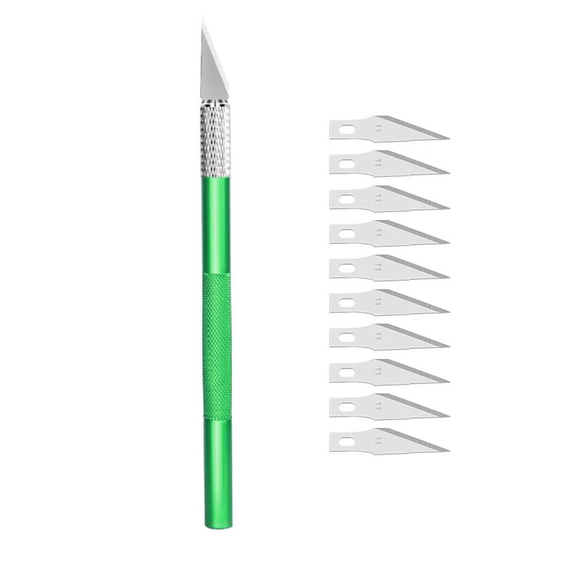 Fniiva-cortador de grabado con hoja de 5 uds., mango de Metal, escultura artesanal, papel, cuchillo antideslizante, herramientas de cuero de mano para reparación DIY