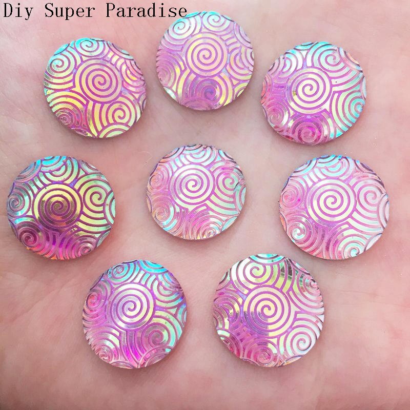 DIY 20pcs 16mm AB Resin Round FlatBack Scrapbook Accessories Wedding Scrapbook Craft K43: K436