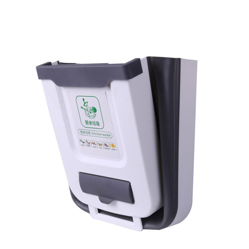 8/10L Foldable Trash Can For Kitchen Hanging Recycling Garbage Basket Cabinet Door Wall-mounted Kitchen Trash Can Toilet Bin: 8L white