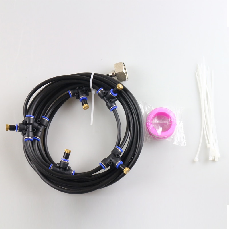 Outdoor Misting Cooling System Kit For Greenhouse Garden Patio Fan Waterring Irrigation Mister Line 6M System