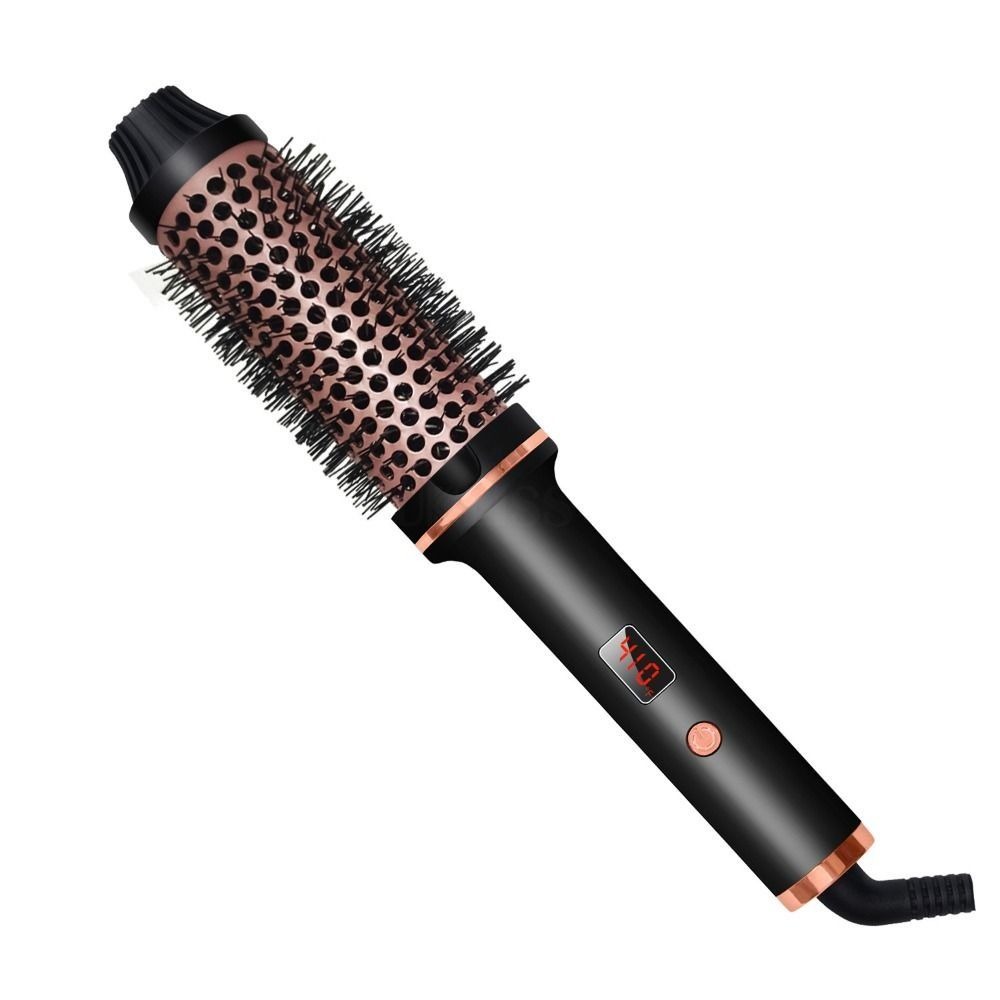3 IN 1 Thermal Brush LCD Display 5 Temperature Settings Volumizing Brush Ceramic Heated Round Brush Straight and Curly Hair: PURPLE