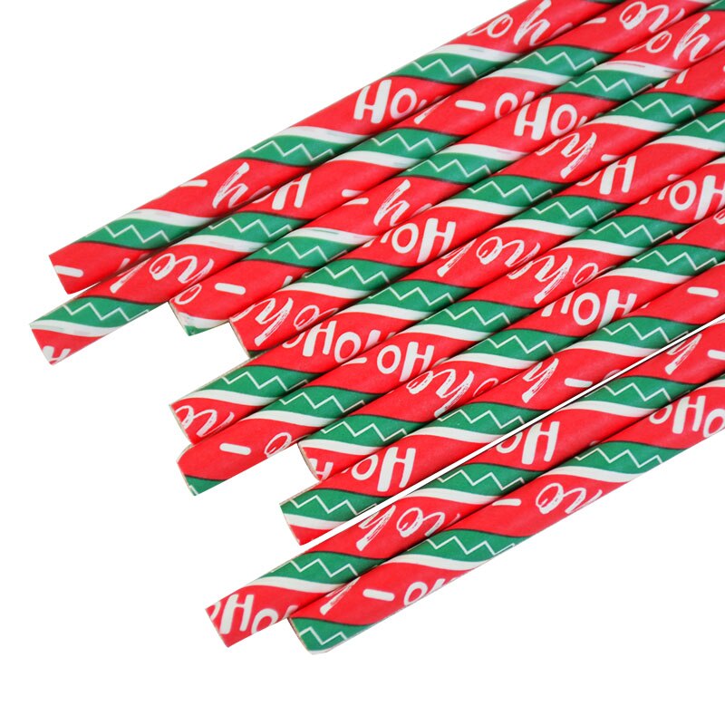 25 stuks papieren rietjes vrolijk kerstfeest sneeuwvlok drinkrietje wegwerpservies voor thuis kerst jaar feestbenodigdheden: S03