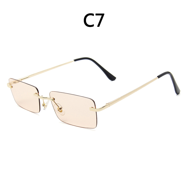 BOYSEEN Randlose Brille Mann Stilvolle Sonnenbrille Frau Rosa Blau Brillen UV400 Farbverlauf Sonnenbrille: Schwarz
