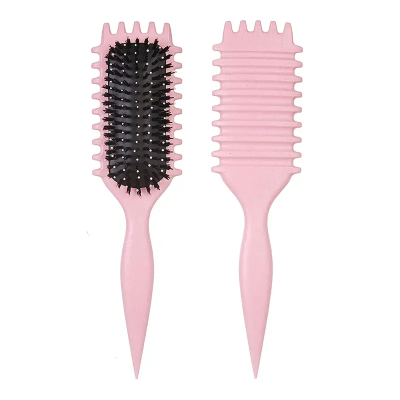 5-Piece Detangling & Styling Set: Curl Candy Bursh Curved Rat Tail Comb Edge Control Brush - Perfect for Salon Results: Yellow