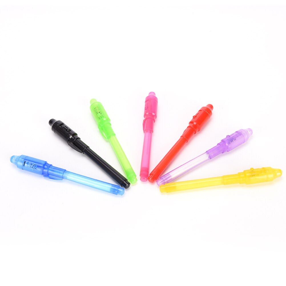 Bolígrafo de tinta Invisible para dibujo de escuela y oficina, conjunto de luz negra púrpura mágica UV 2 en 1, papelería creativa