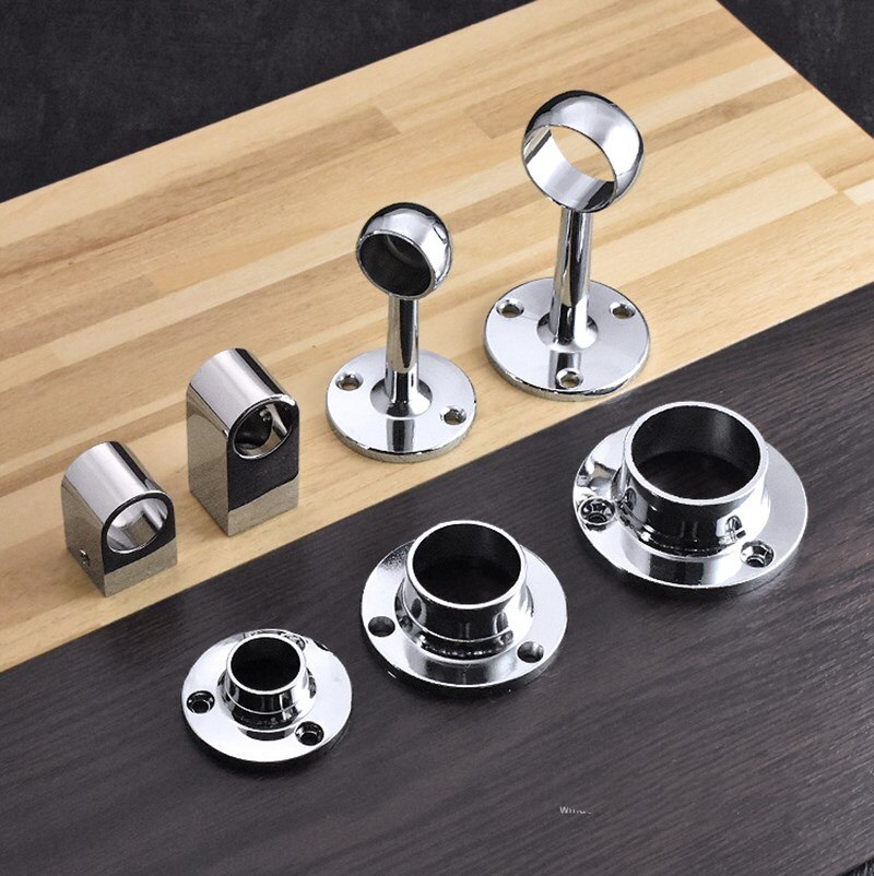 2pcs batch pipe socket fixing bracket 16-32mm diameter pipe support flange seat, used for wardrobe rail rod socket end seat