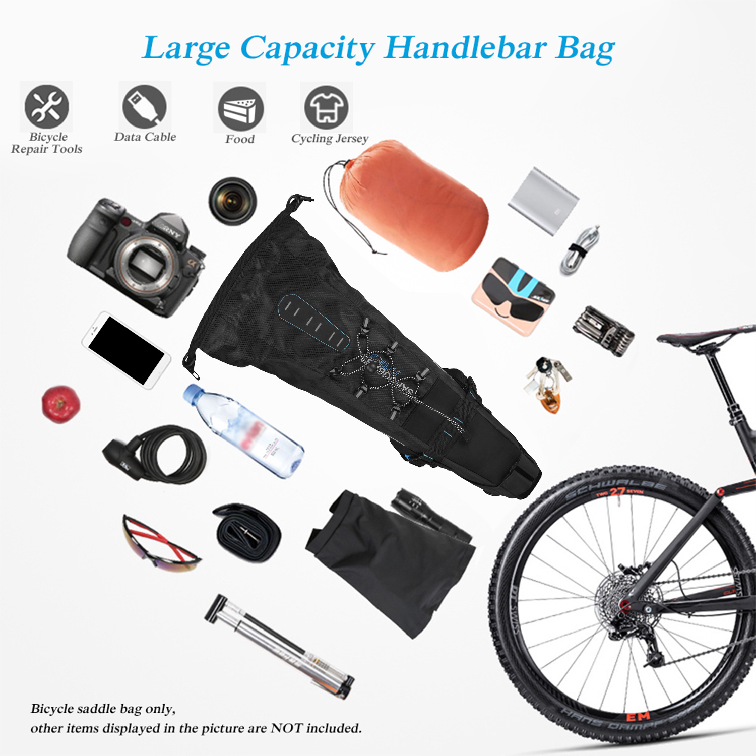 Borsa da Sella ATV - Regolabile 3L-10L - Borsa Posteriore Impermeabile Bici MTB Strada: Default Title