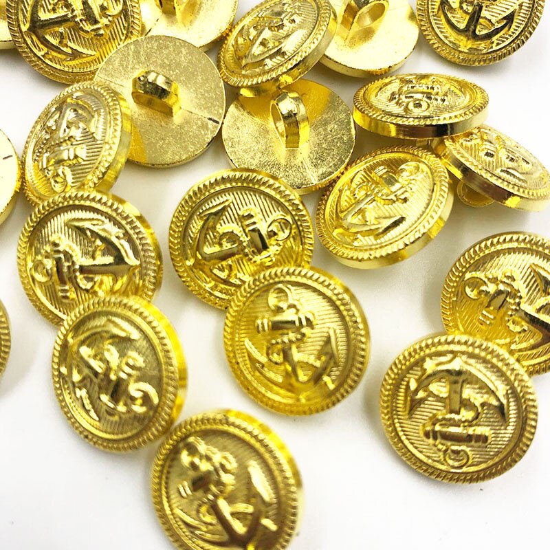 20PCS/pack 13/15/20MM Gold Anchor Buttons Plastic Sewing Accessory Shank Button Garment Clothing PT336: 15 mm
