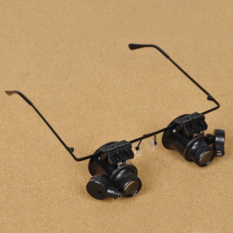 20X Magnifier Watch Repair Magnifying Glasses Type Double Lens Eye Glass Loupe Jeweler Microscope With LED Light Repair Tools