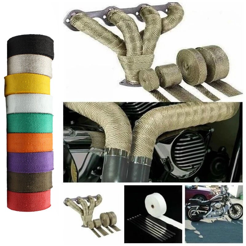 Motorrad Auspuff Thermal Band 5cm 5M Wärme Wrap Band Auto Schalldämpfer Fiberglas Kabelbinder Enduro Dirt Bike motocross Zubehör