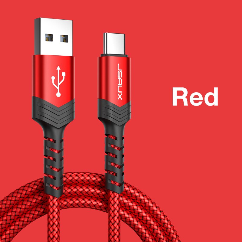 JSAUX Micro câble USB et câble de Type C 3A charge rapide pour Samsung Xiaomi câble de données de téléphone portable type-c pour Xiaomi Redmi Note 8: Red / 1m for Type C