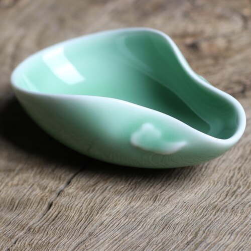 Keramisk te sæt tilbehør pro-rim celadon te lotus te påskønnelse lotus bambus te teske teske te scoop  wf919: Di ovn blomme grøn