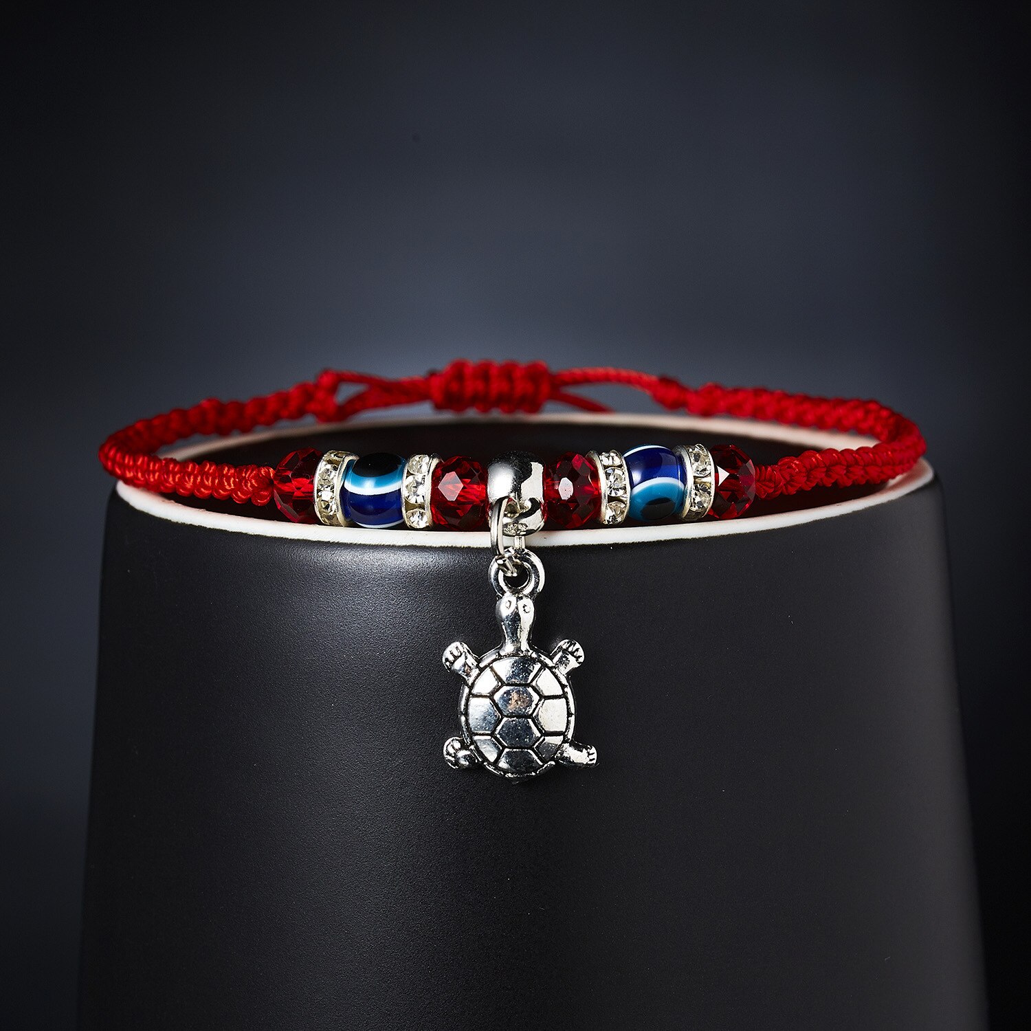 Kreative neue hand-woven glück red string armband für damen und männer mit blauen augen runde perlen armband schmuck: 8