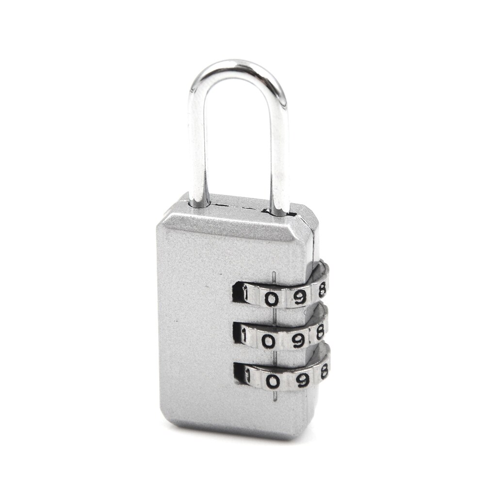 3 Digit Coded Lock Resettable Combination Padlock For School Gym Locker Sheds Suitcase Luggage Password Code Lock: Silver