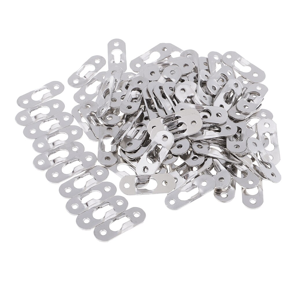 100 Pcs Sliver Heavy Duty Keyhole Hangers Photo Frame Hook Picture Hangers