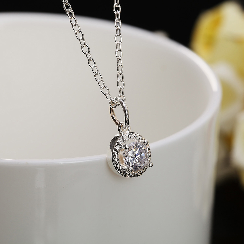 Collar con colgante de cristal de Plata de Ley 925 para mujer, pendiente, anillo para mujer, accesorios de boda para de , conjunto de joyería de