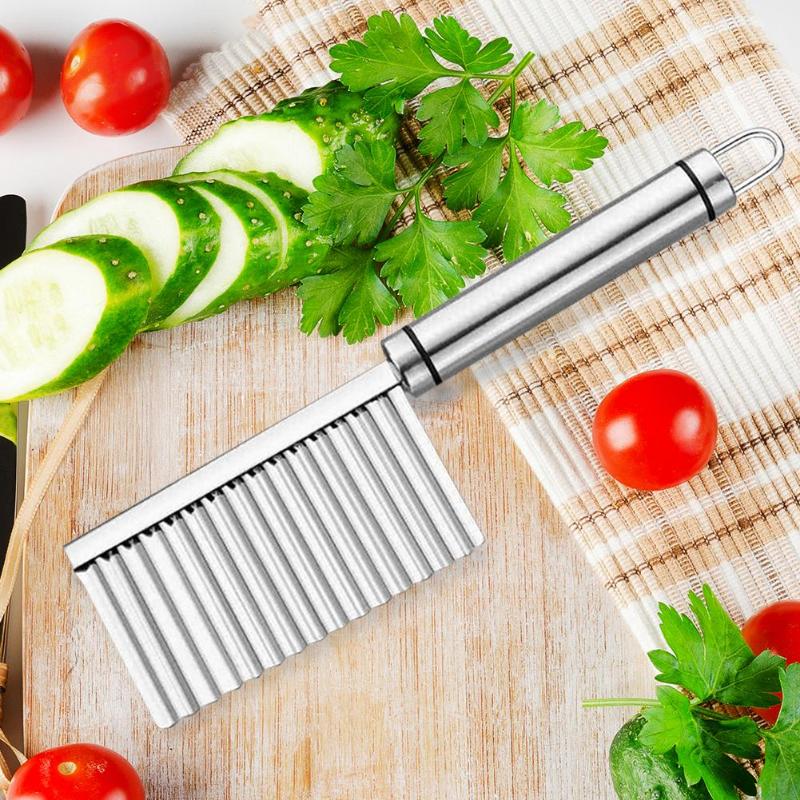 Stainless Steel Potato Wavy Edged Knife Chip Slicer Kitchen Gadget Peeler Cooking Tools Potato Cutter Chopper French Fry Maker