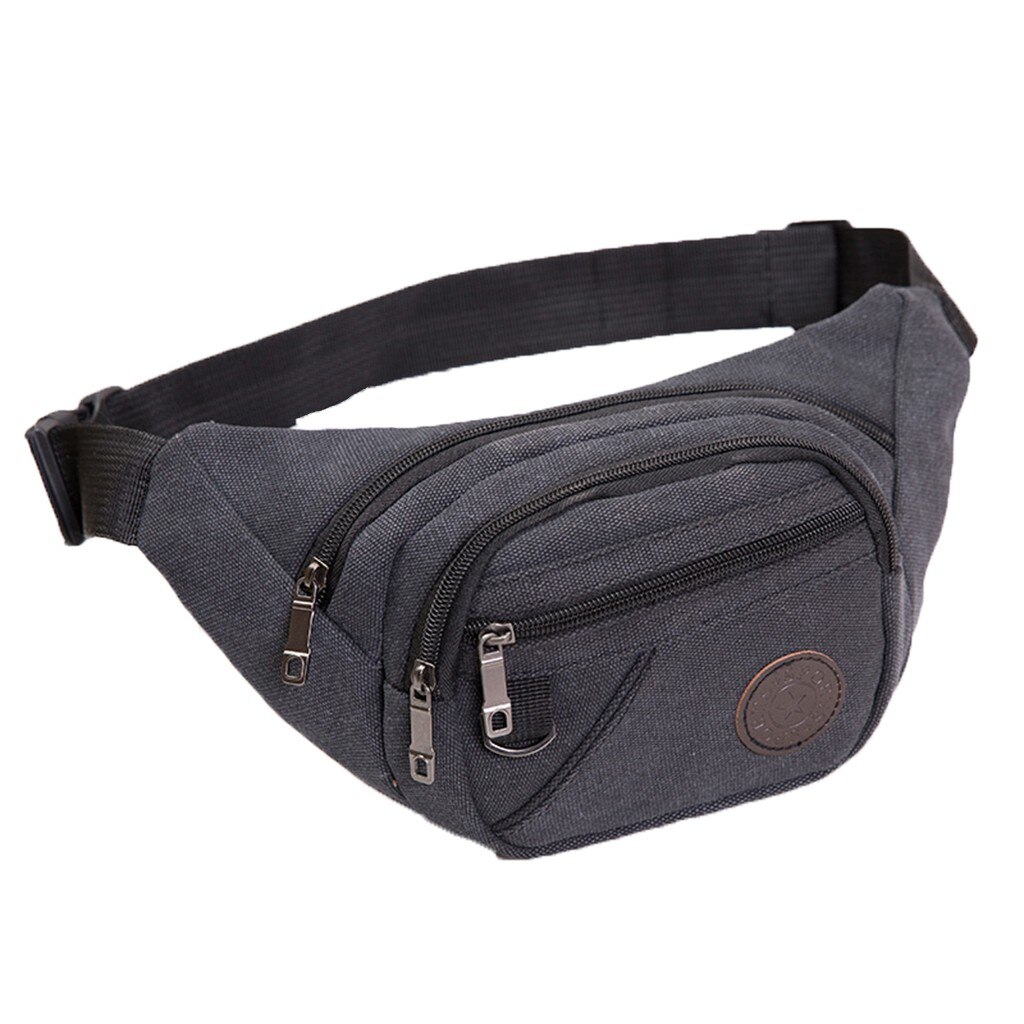 Männer Taille Leinwand Gürtel Tasche fanny Packungen Multifunktions draussen Sport Brust Tasche Für Männer lässig Taille Pack Brieftasche #50: Schwarz