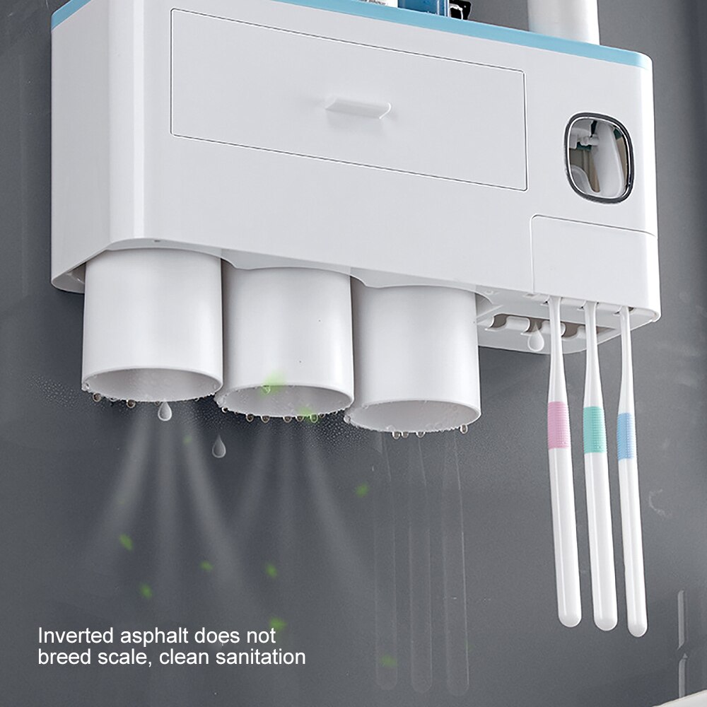 VEVICE Magnetic Adsorption Inverted Toothbrush Holder Automatic Toothpaste Squeezer Dispenser Storage Rack Bathroom Accessories