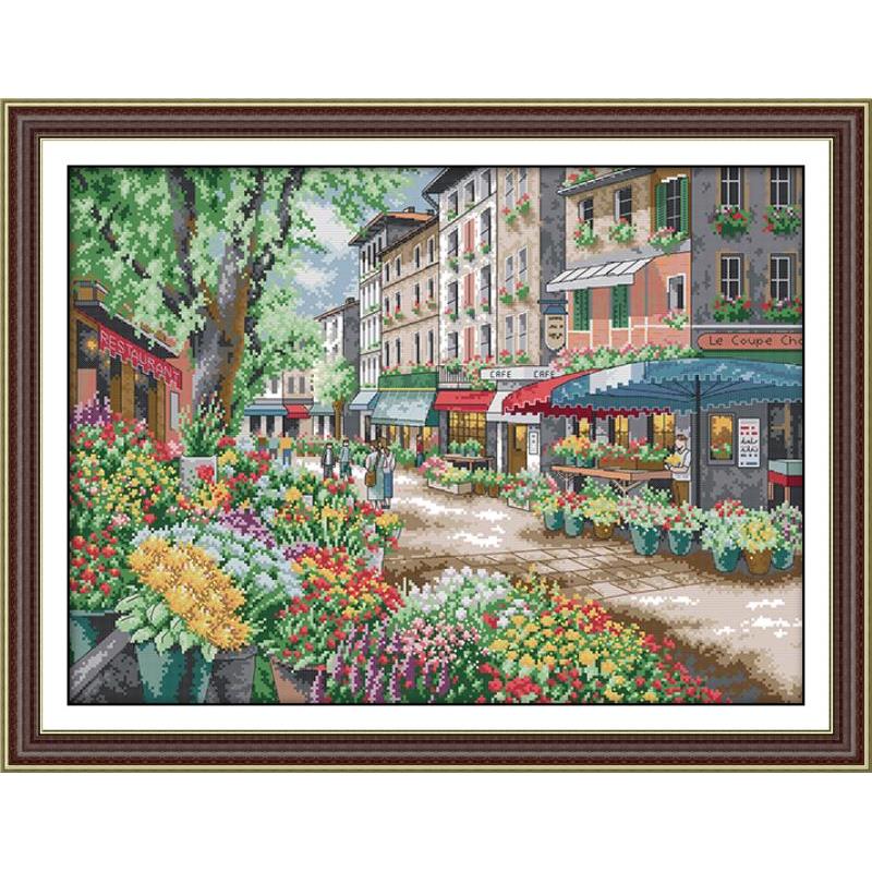Meer Cafe straßenbild malerei zählen druck auf leinwand 14CT und 11CT DMS kreuz stich aufbringen stickerei Bausatz DIY Hand einstellen