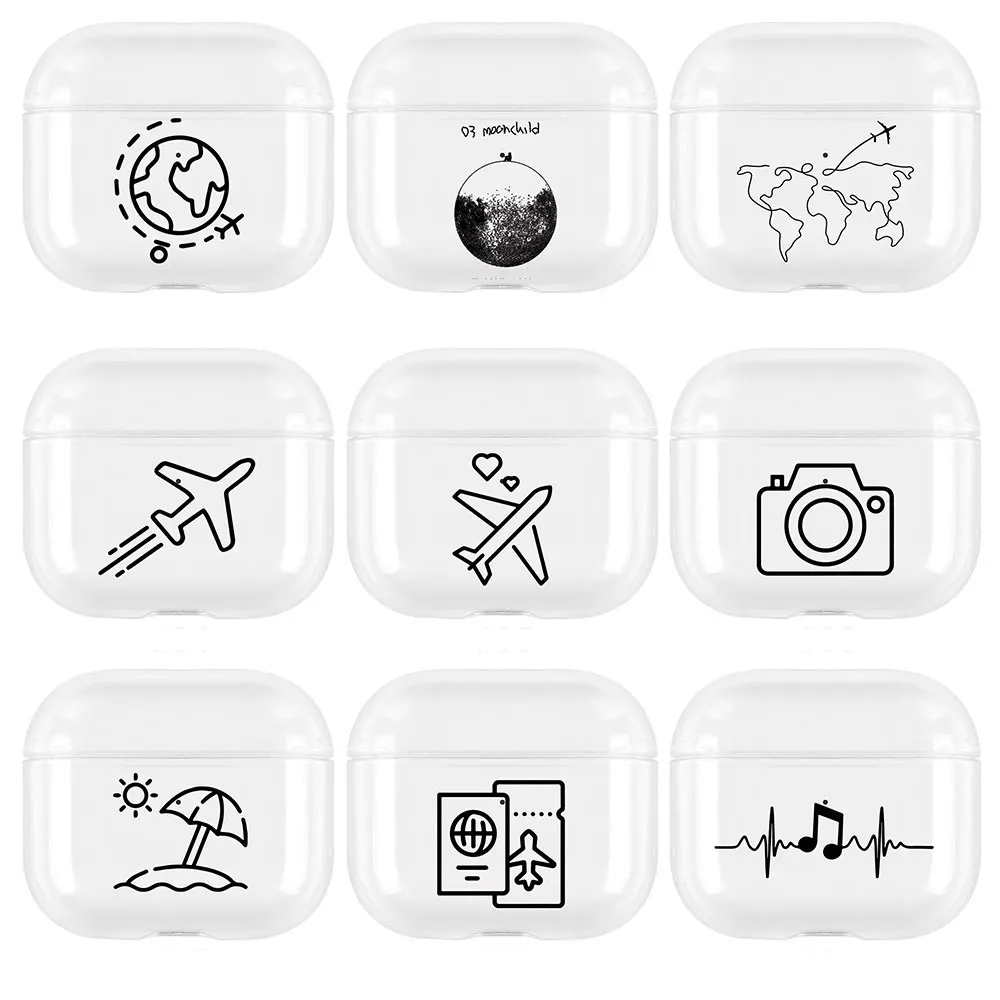 Bonito mapa de viagem do mundo caso de fones de ouvido para apple airpods 4 4th 3rd 3 2 2nd 1 escudo airpods pro macio transparente fone de ouvido capa