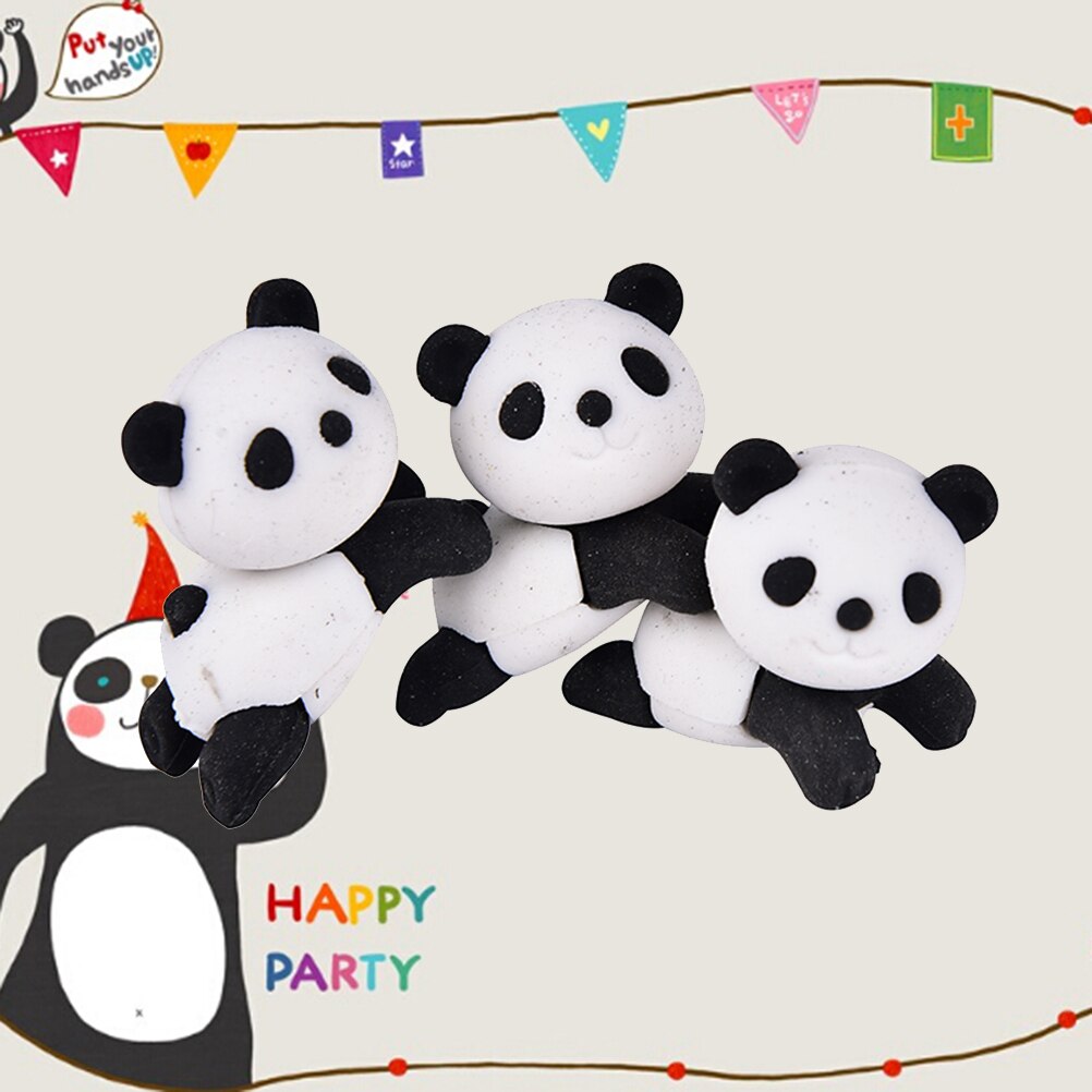 Goma de borrar bonita y creativa con de panda kawaii, material de papelería, material escolar, para niñas, juguetes para niños de 3,3 cm * 3,9 cm 1 unidad