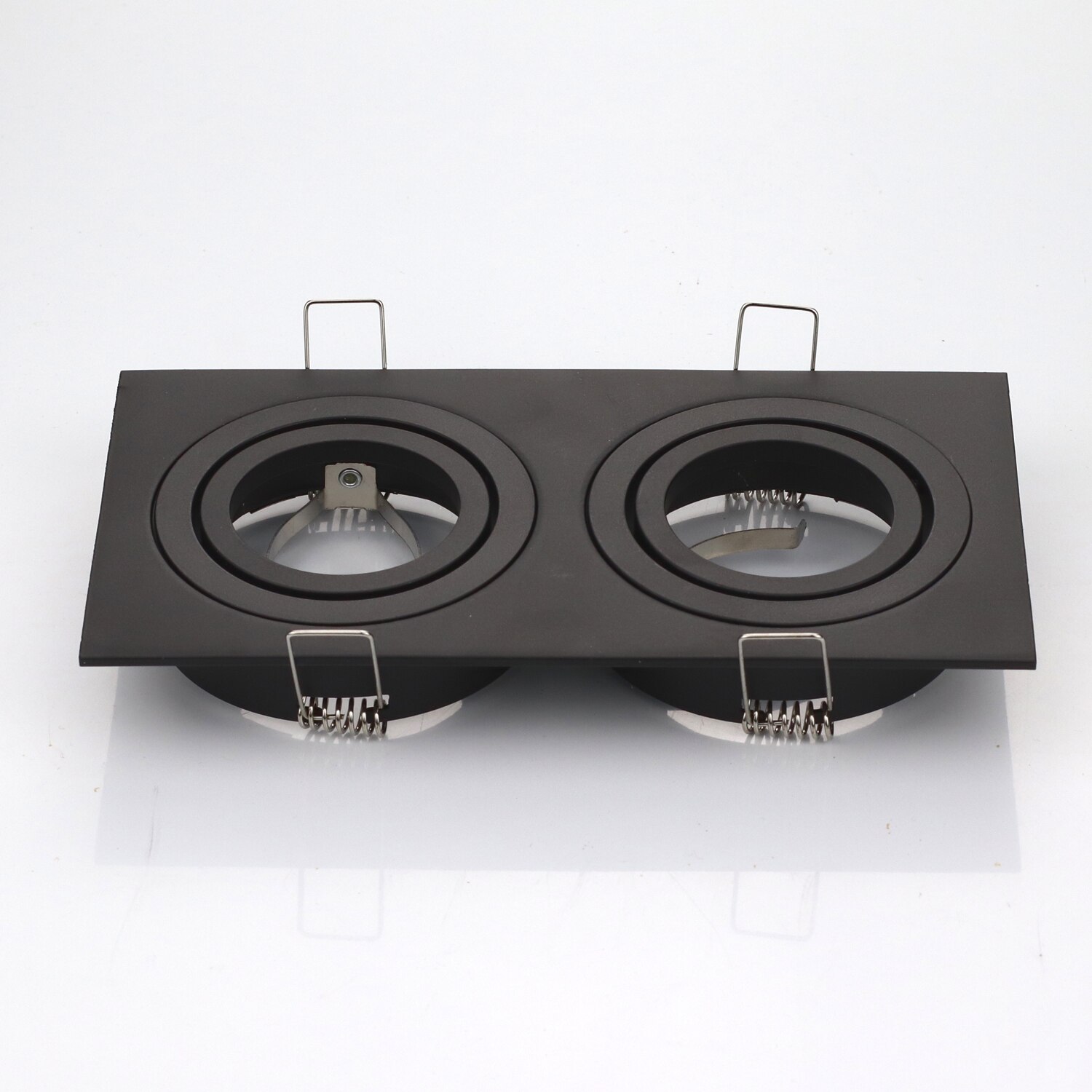 Round Square Recessed Light Spotlight LED Halogen MR16 GU10 Base Ceiling Spot Light White Black Silver Fixture Bulbs Fittings: Double Heads-Black