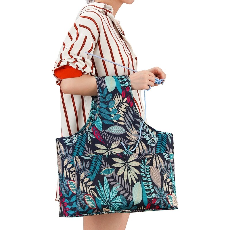 Saco de tricô fio armazenamento organizador tote saco de viagem saco de pulso para agulhas crochets ganchos portátil tricô tote cesta