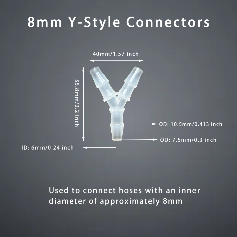 Conector en T para manguera, conector de lengüeta en forma de Y, divisor de flujo de aire y agua, junta de tubo de plástico para riego por goteo, acuarios y jardín, 5 uds.: Grey