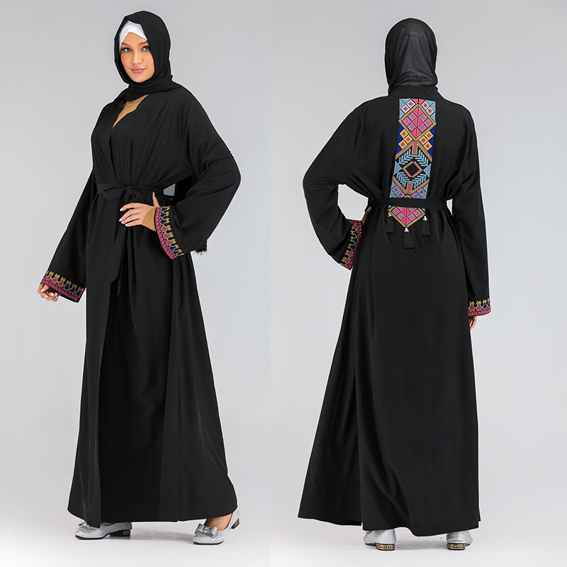Cardigan noir dubaï Abaya Kimono Islam Hijab Robe musulmane Abayas pour les femmes Caftan Caftan Marocain turc vêtements islamiques Robe