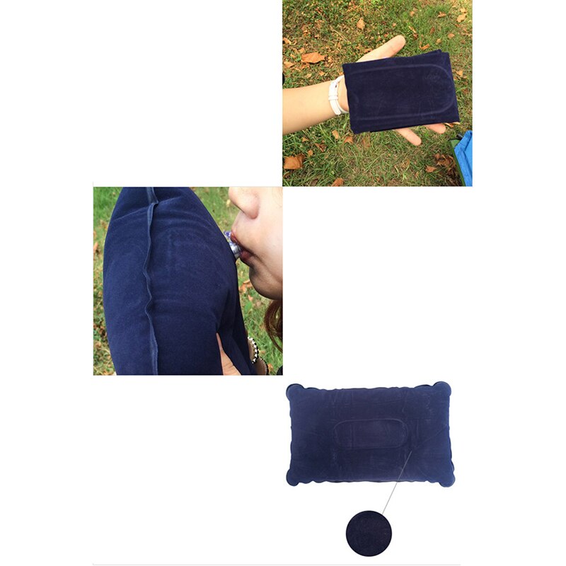 1PC Head Rest Bed Sleep Portable Inflatable Pillow Travel Air Cushion Double Sided Flocking Cushion Camp Beach Car Plane Hotel