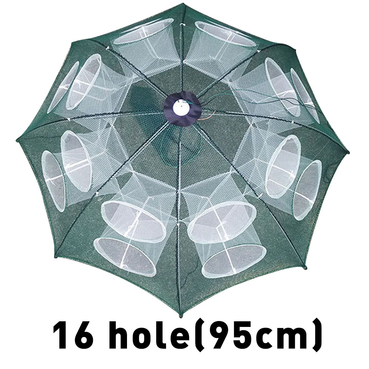 Durable 4-20 Holes Automatic Folding Fishing Net Shrimp Cage Nylon Foldable Crab Fish Trap Cast Net Cast Folding Fishing Network: 8 Sides 16 Holes