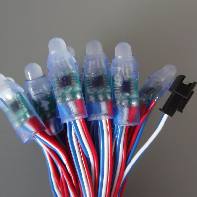 18awg 100 pcs/string DC12V Smart WS2811 Bullet led pixel ip68 kleurrijke draad met blote draad/JST/ 13.5mm/18.5mm/xconnect connectors