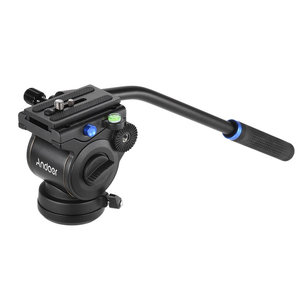 Andoer Photography Video Head Slider Rail Fluid Drag Tilt Hydraulic Damping Head Base Diameter Quick Release Plate