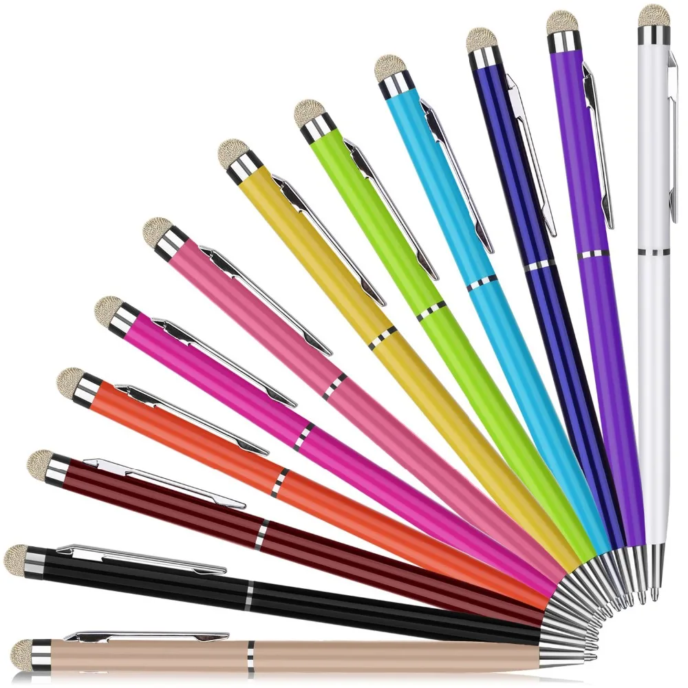 2 In 1 Mini Metal Capacitive Touch Screen Microfiber Stylus With Roller Ballpoint Pen For Apple iPad iPhone