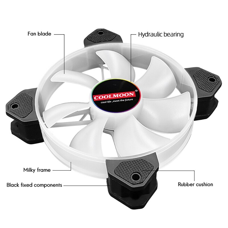COOLMOON Computer Cooling Fan 14Cm Mute Light Emitting 14025 Desktop Computer Cooling Fan 5V ARGB Chassis Fan