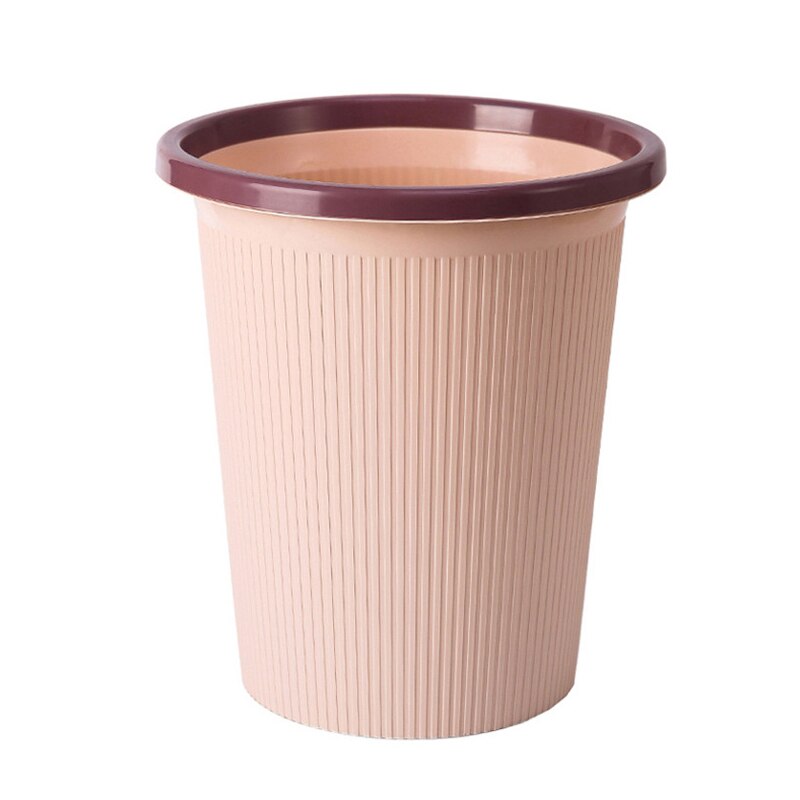 Simple Plastic Pressure Ring Trash Bin Household Uncovered Trash Can Large Trash Basket Classification Kitchen Trash Can: pink
