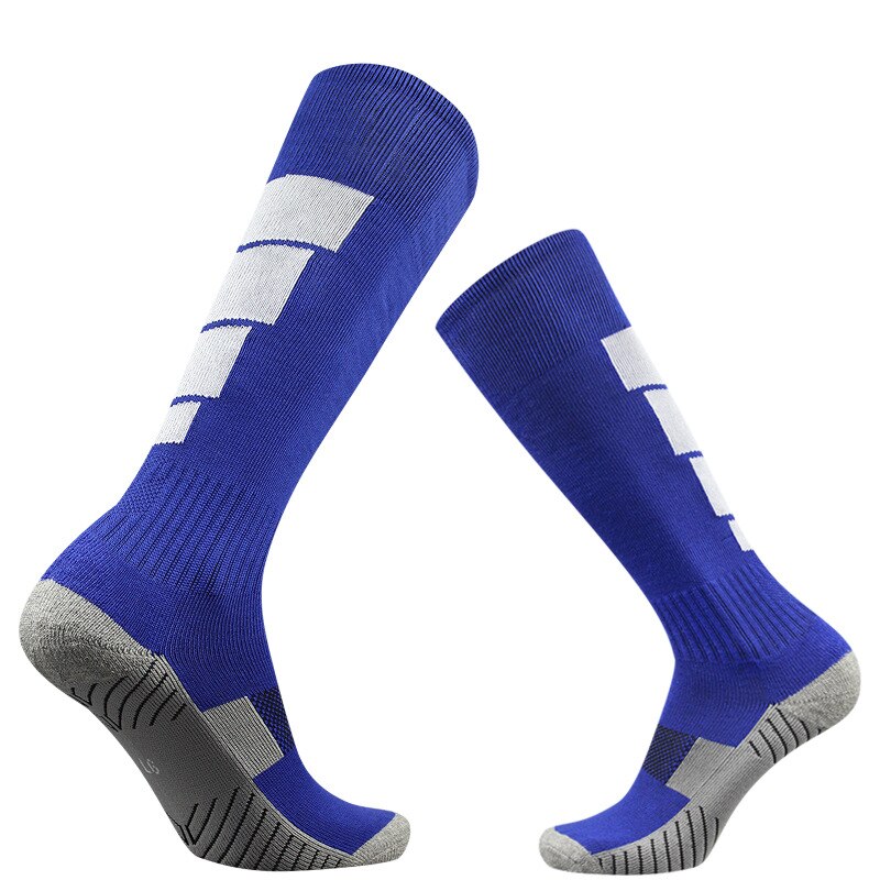 Parent-child Football Sports Socks Men Women Long Tube Thick Knee-high Non-slip Towel Bottom Compression Socks: blue / adult EUR 39-45