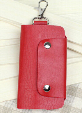Big ! Pu Leather Brand Style Solid Key Wallets Bag Car Housekeeper Holders: Red