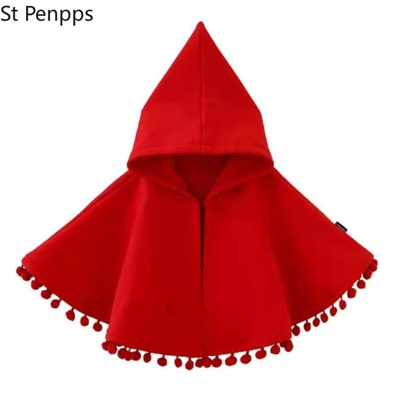 Capispalla per bambina mantello rosso primavera autunno neonato cappuccio con cappuccio maglioni mantello cotone bambino Cardigan per bambini vestiti Poncho