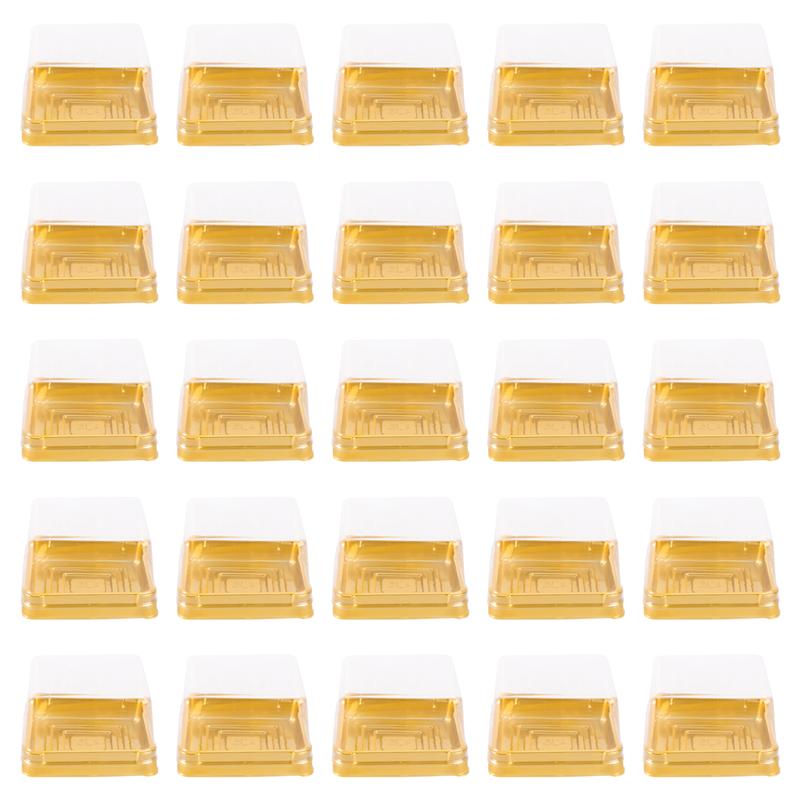 50pcs Carré Transparent Boîtes À Petits Gâteaux Avec Plateau Amovible Boîtes de Gâteau de Lune Jaune D'oeuf Bouffée Conteneur D'or Boîte D'emballage