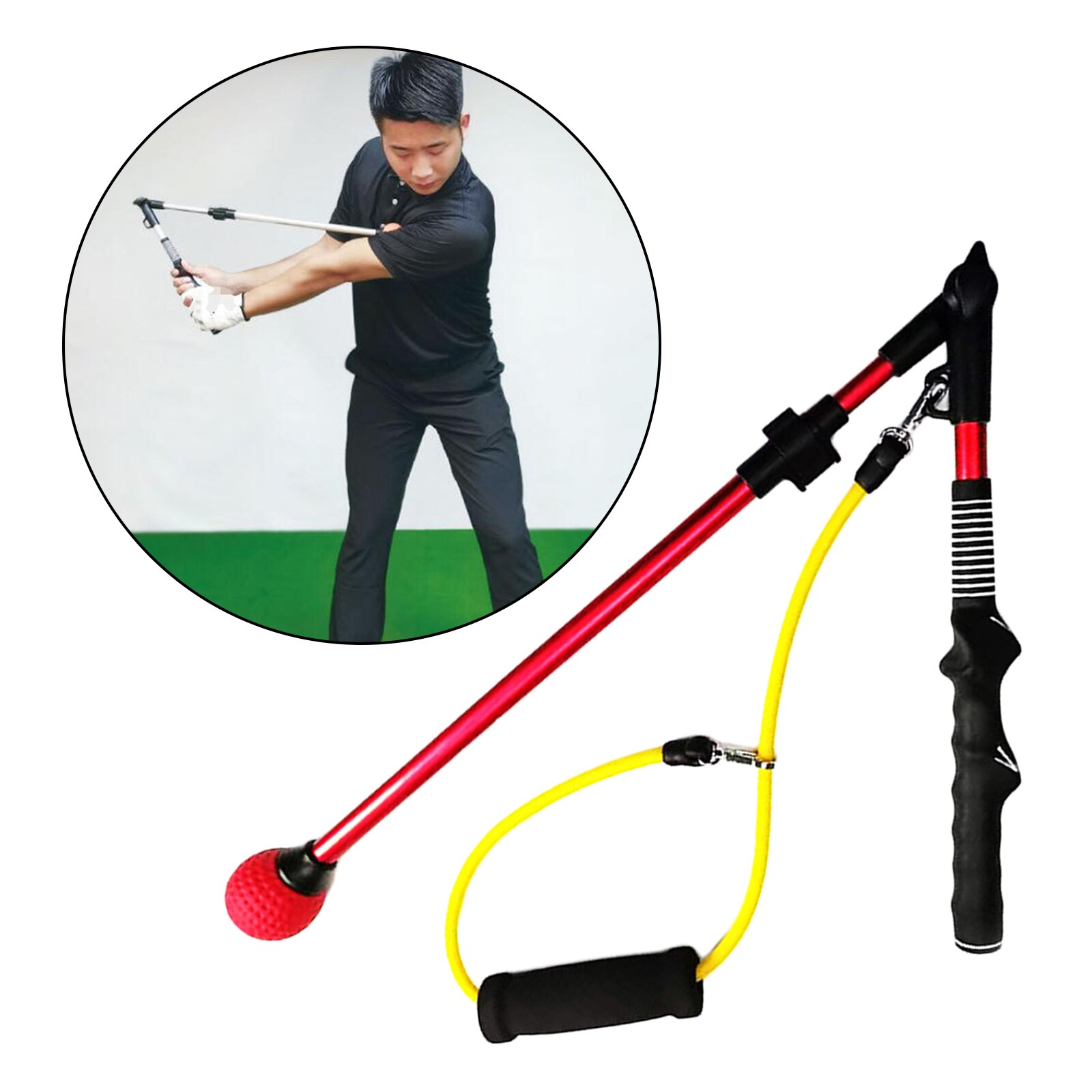 Golf Practice Aids Training Tools Golf Swing Trainer With Hand Grip Can Correct Elbow Arms Swing Posture Golfer Position Guide: Red