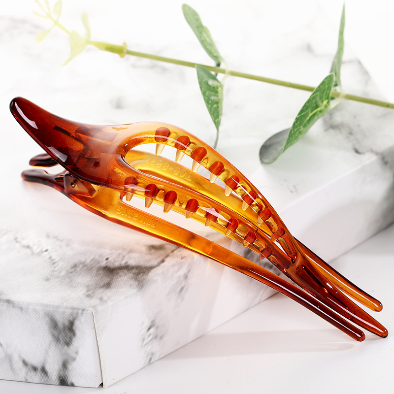 Pinzas para el pelo grandes para mujer, pinza de plástico acrílico con flor, garra de pasador con pico de pato, horquilla para niña, herramientas de peinado, accesorios para el cabello: YELLOW