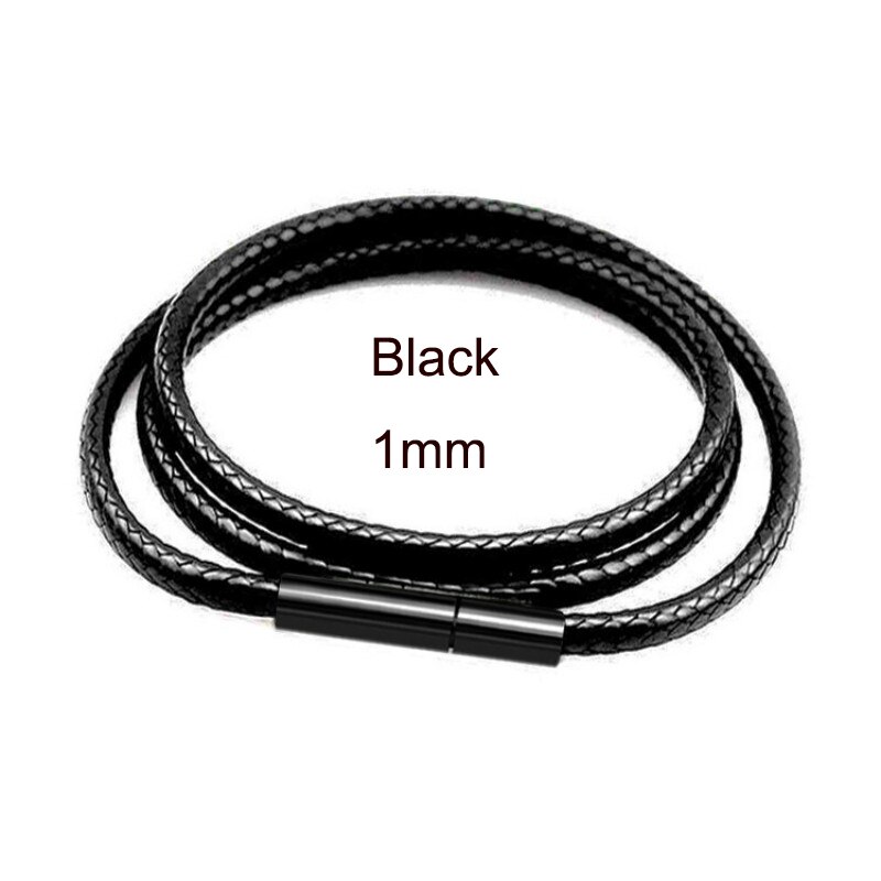 Zwart Lederen Ketting Ketting Voor Diy Vrouwen Mannen Handgemaakte Gevlochten Touw Lange Ketting 40/50/60/70cm Hals Hanger Ketting Sieraden: 65cm / Black1mm