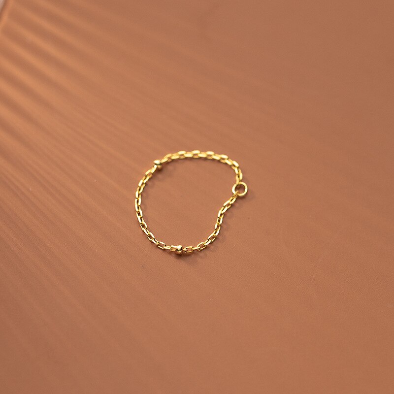 Inzatt Real 925 Sterling Zilver Kraal Ronde Chain Ring Voor Mode Vrouwen Punk Fijne Sieraden Minimalistische Accessoires