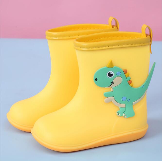 Kids Shoes Classic Children's Shoes Pvc Rubber Kids Baby Cartoon Shoes Children's Water Shoes Waterproof Rain Boots: Yellow / 9